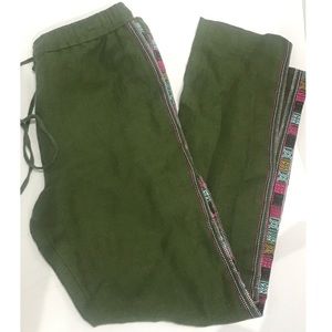 Elizabeth and James Olive Green Embroidered Pants